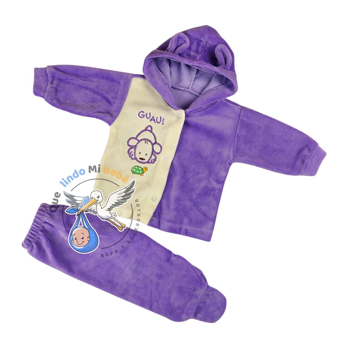 Osito Plush 2 Pieza 0/3 Meses Lila/Blanco M2P106 1