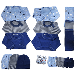 Pack 16 Piezas 0/3 Meses Azul Estrellas