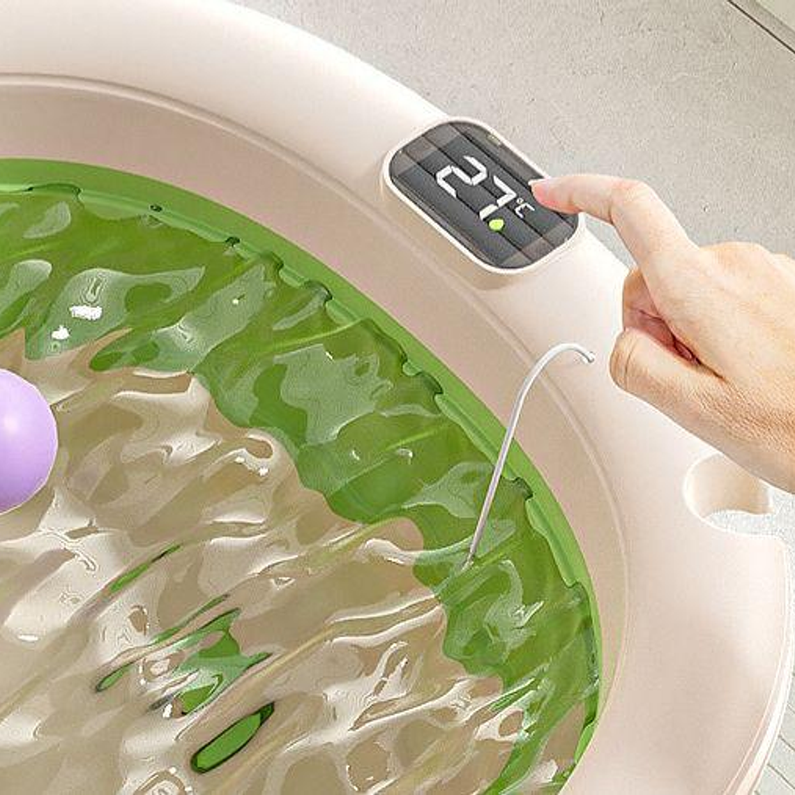 Bañera Plegable Verde Con Termometro BANPR13 2