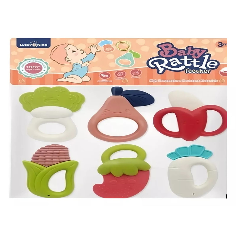 Set de Sonajeros y Mordedores para Bebes 6 Piezas +3M 1