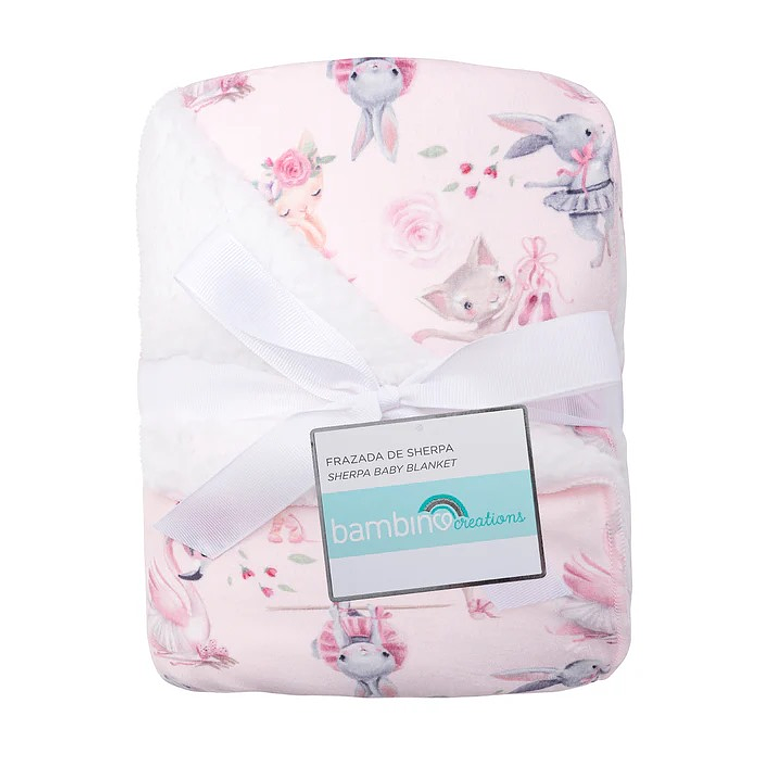 Frazada de Sherpa Bambino Rosada Bailarinas 2
