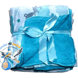 Manta Polar Blanco/Turquesa