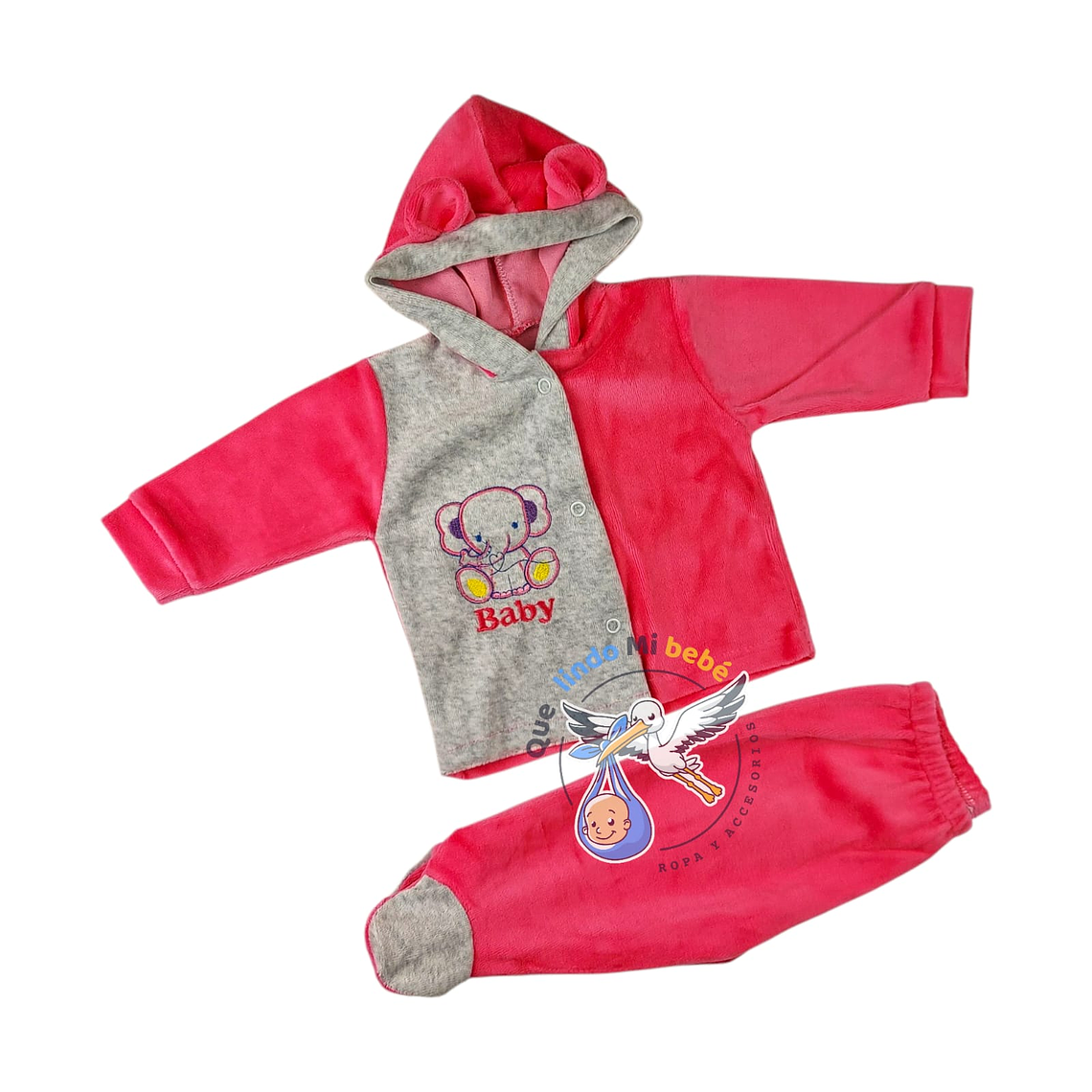 Osito Plush 2 Pieza 0/3 Meses Fucsia/Gris M2P113 1