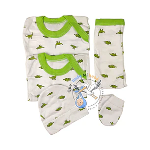 Ajuar 5 Piezas con Diseño Talla 0/3 Meses Blanco/Verde Dinosaurios