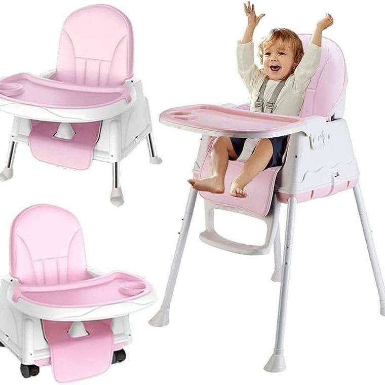Silla Comedor Bebe 4 En 1 Rosada 1