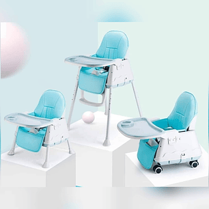 Silla Comedor Bebe 4 En 1 Celeste