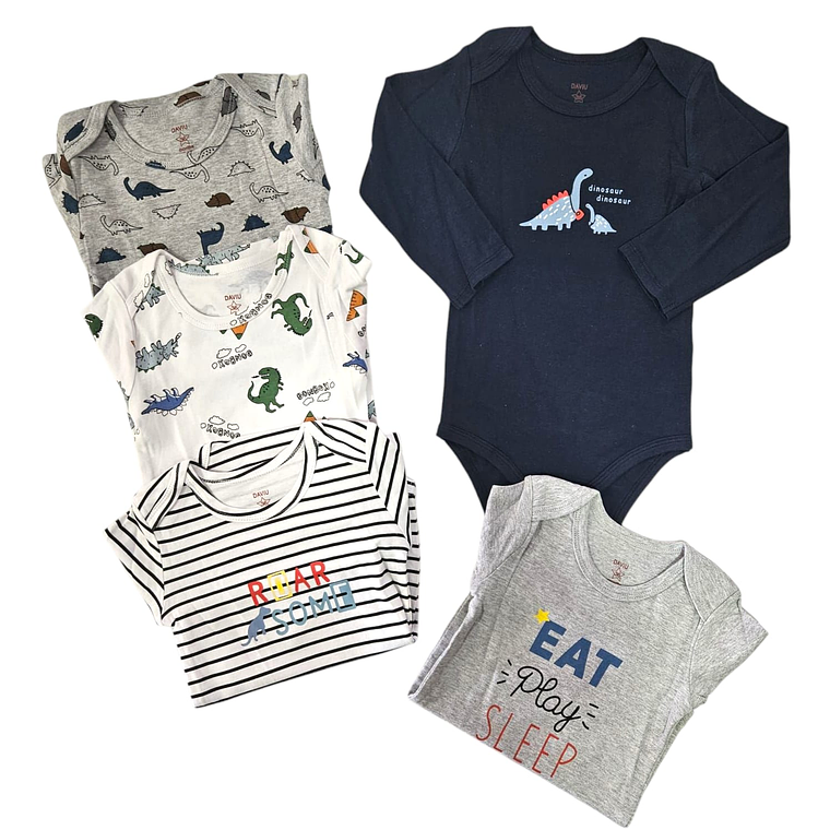 Set 5 Bodys Manga Larga 9/12 Meses 12BML596 1