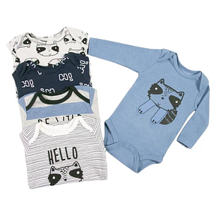 Set 5 Bodys Manga Larga 9/12 Meses 12BML556