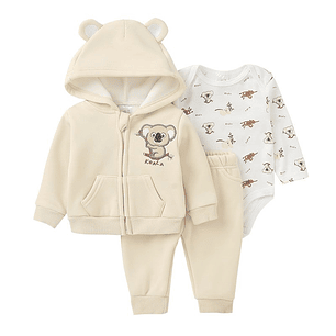 Set Buzo 3 Piezas Forrado 0/3 Meses Crema Koala