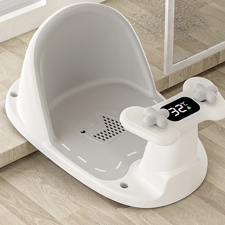 Asiento para Ducha Gris con Termometro 6