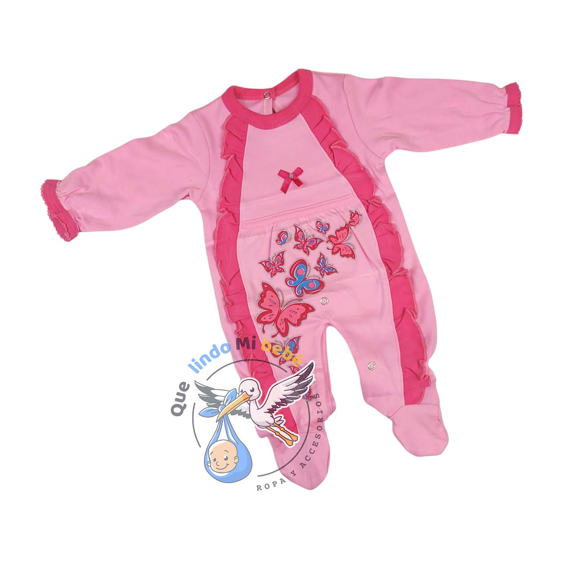 Osito Algodón 1 Pieza 0/3 Meses Mariposas Rosado 1