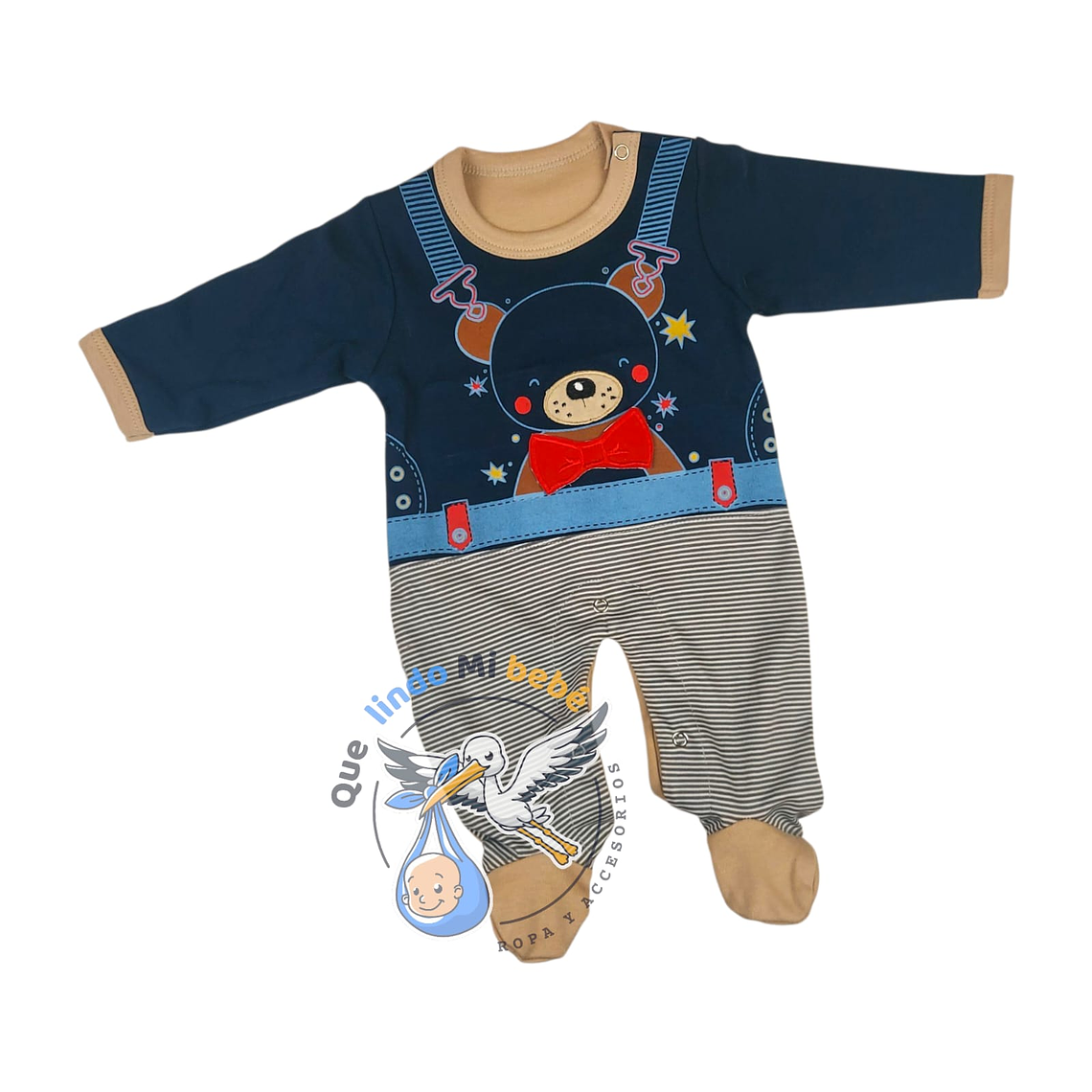 Osito Algodón 1 Pieza 0/3 Meses Osito Azul/Beige 1