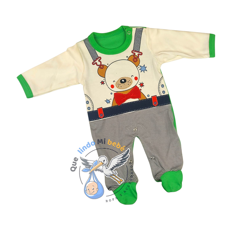 Osito Algodón 1 Pieza 0/3 Meses Osito Blanco/Verde 1