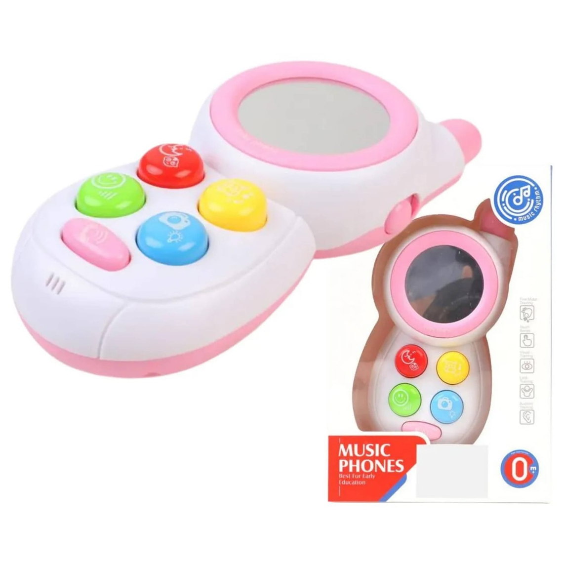 Telefono de Juguete Sonido Luz Musical Rosado 1