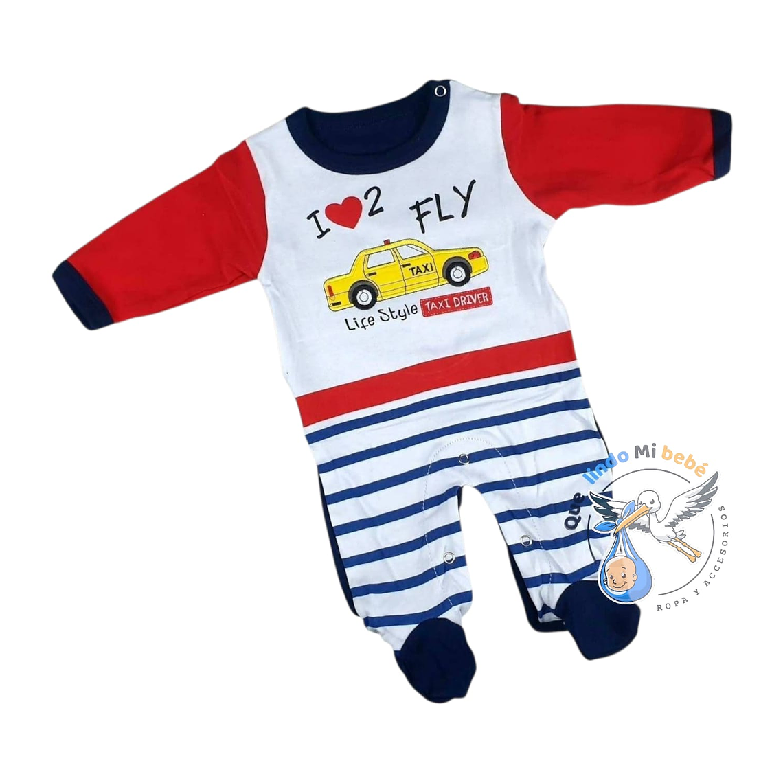 Osito Algodón 1 Pieza 0/3 Meses Taxi Driver Blanco/Rojo  1
