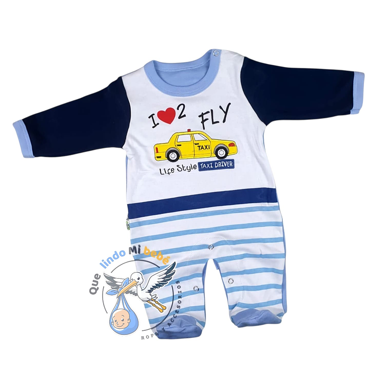 Osito Algodón 1 Pieza 0/3 Meses Taxi Driver Celeste/Azul 1