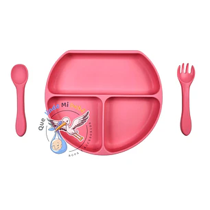 Set Alimentación Silicona Verde 3 Piezas Rosado