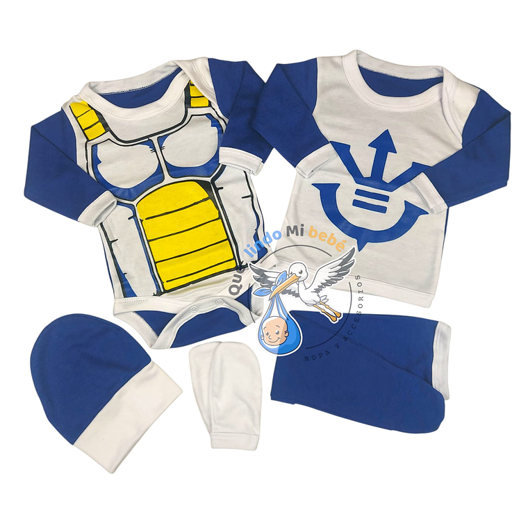Ajuar Dragon Ball Principe Vegeta 5 Piezas 0/3 Meses  1