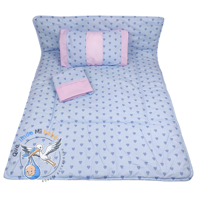 Set Para Cuna Colecho Lila Corazón 1