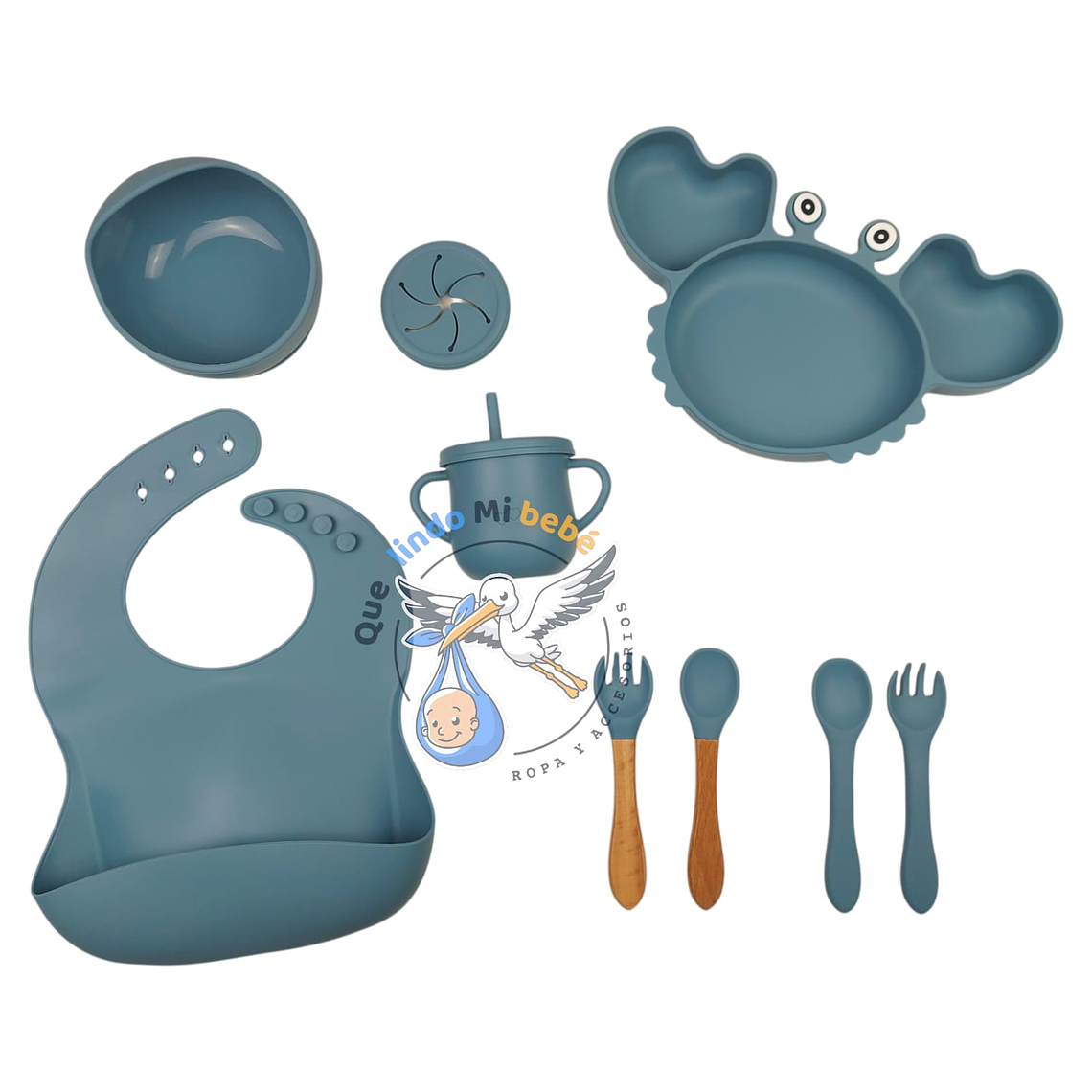 Set Alimentación Silicona Cangrejo 9 Piezas Gris 1