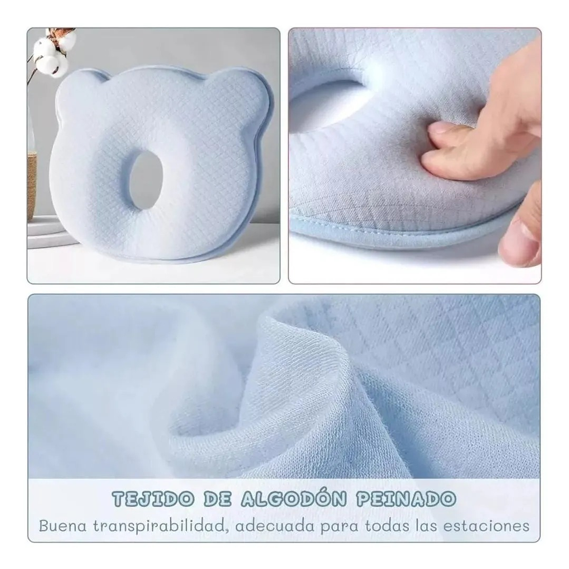 Almohada Anti-plagiocefalia para Bebés con Funda Lavable Rosada 6