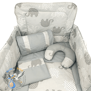 Set Para Cuna Estandar Gris Elefante