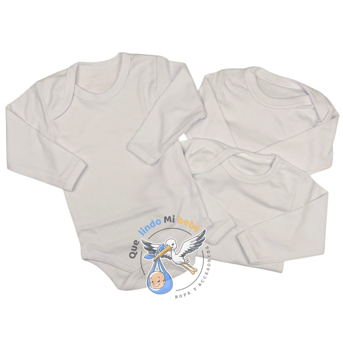 Prendas - Set 3 Bodys Manga Larga 18/24 Meses Blancos 1