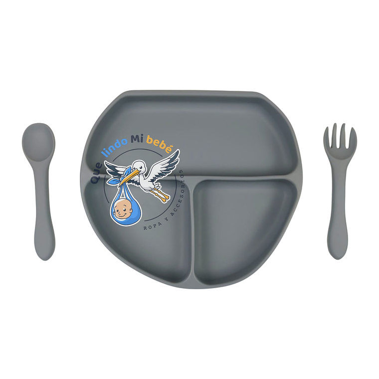 Set Alimentación Silicona 3 Piezas Gris 1
