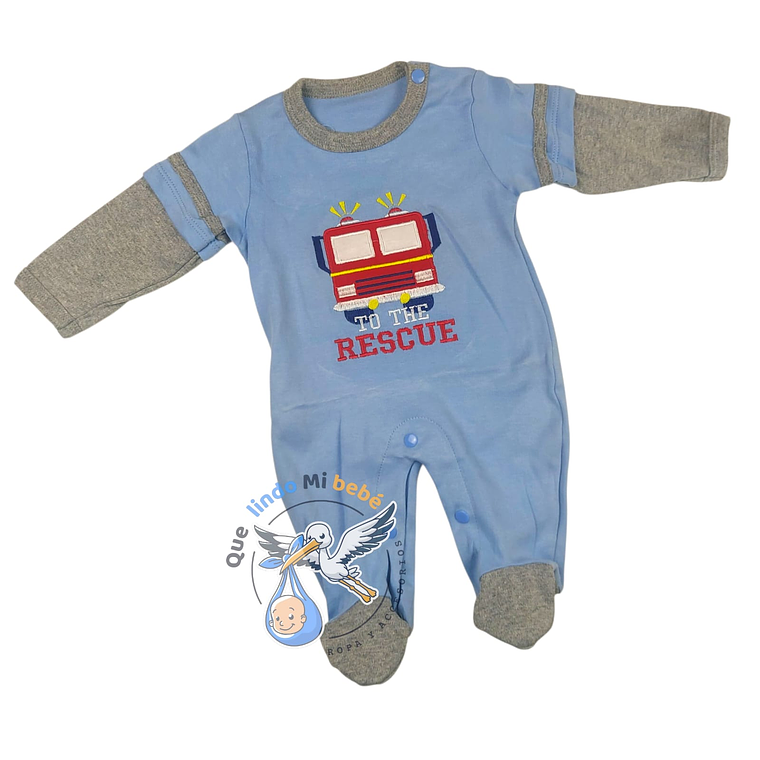 Osito Algodón 1 Pieza 0/3 Meses Bombero Celeste 1