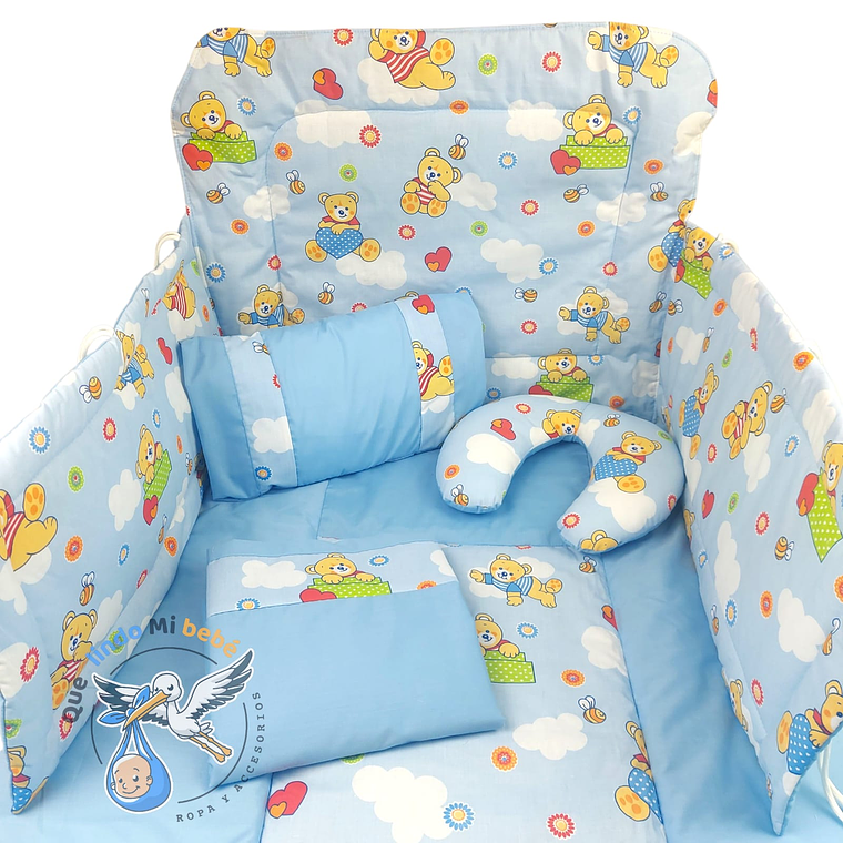 Set Para Cuna Estandar Celeste Osito 1