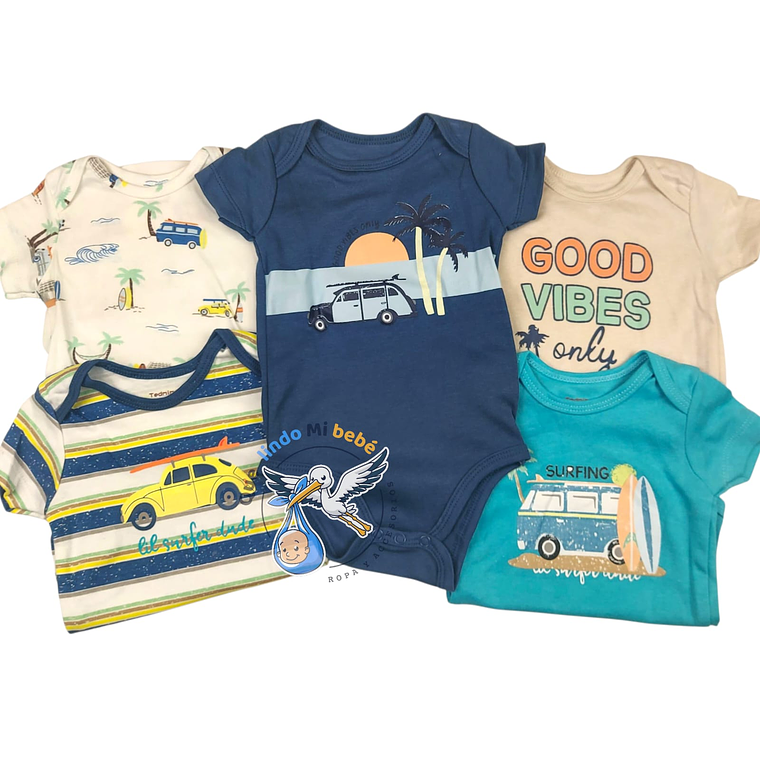 Set 5 Bodys Manga Corta 9/12 Meses Good Vibes 1