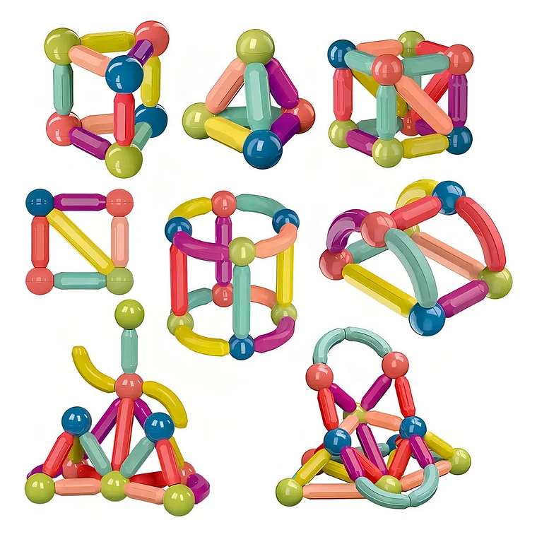 Juguete Didáctico de Varillas Magnéticas 64 Piezas +36M 4