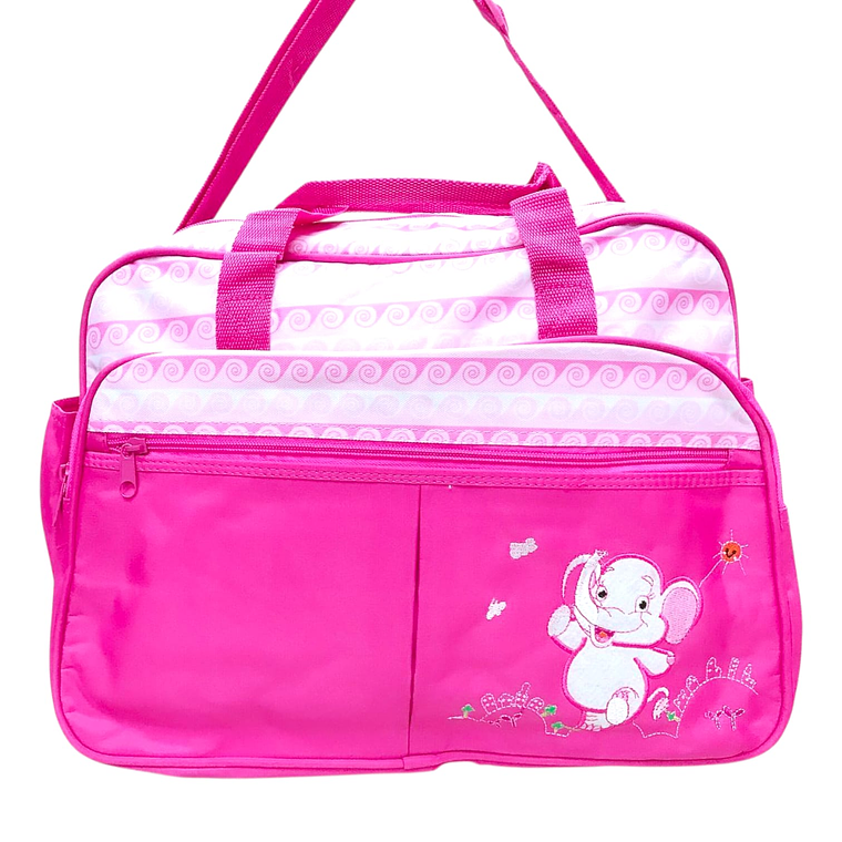 Bolso Maternal Con Cambiador Fucsia Elefante 1