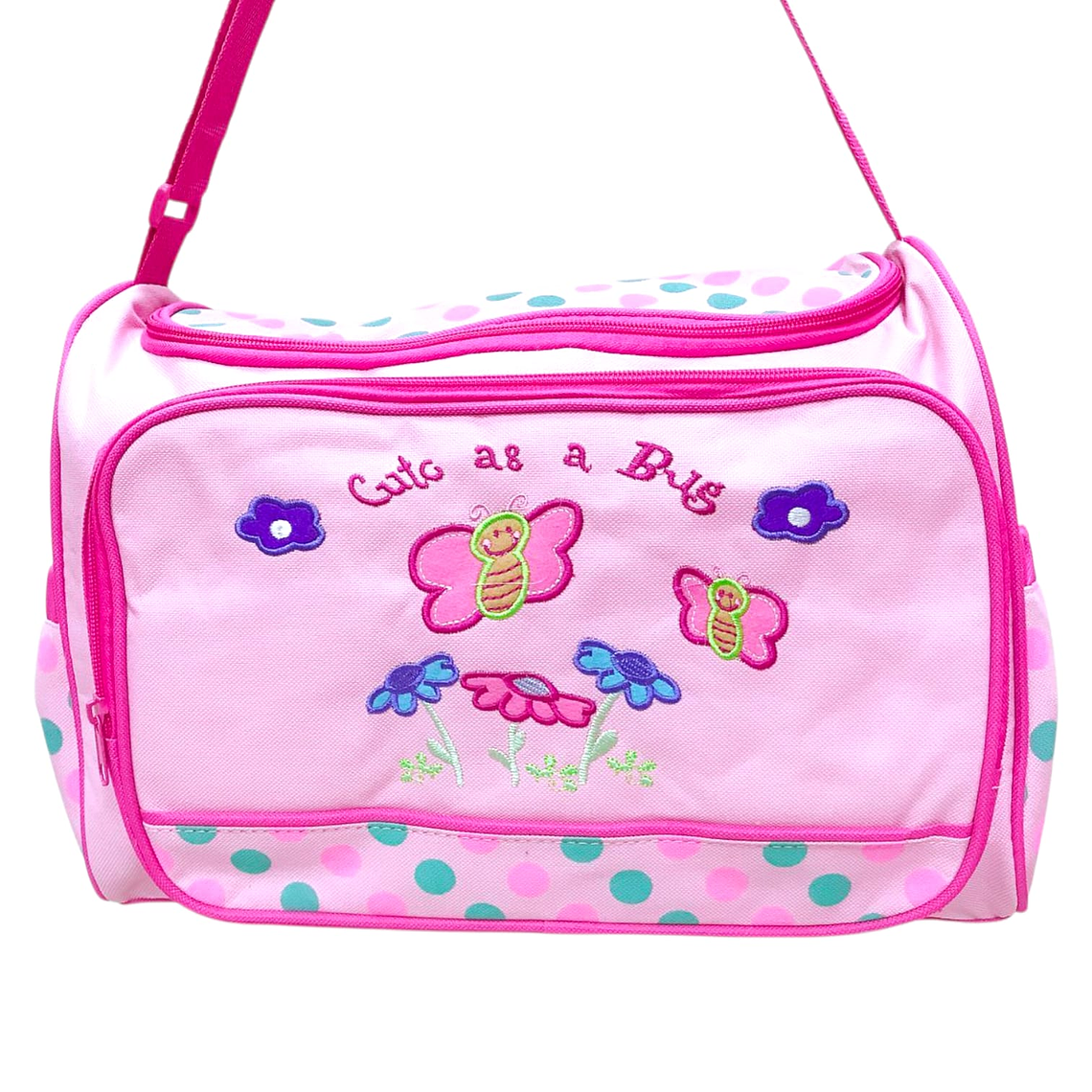 Bolso Maternal Con Cambiador Rosado Mariposa 1