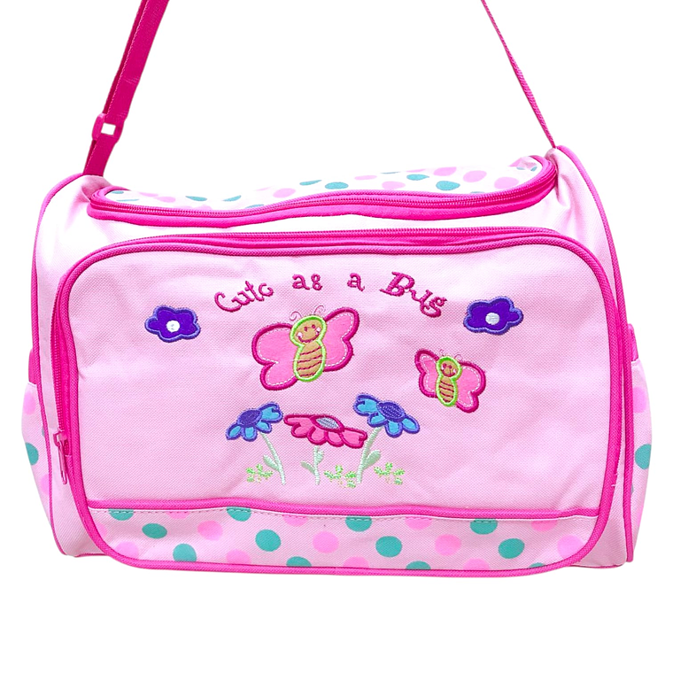 Bolso Maternal Con Cambiador Rosado Mariposa 1