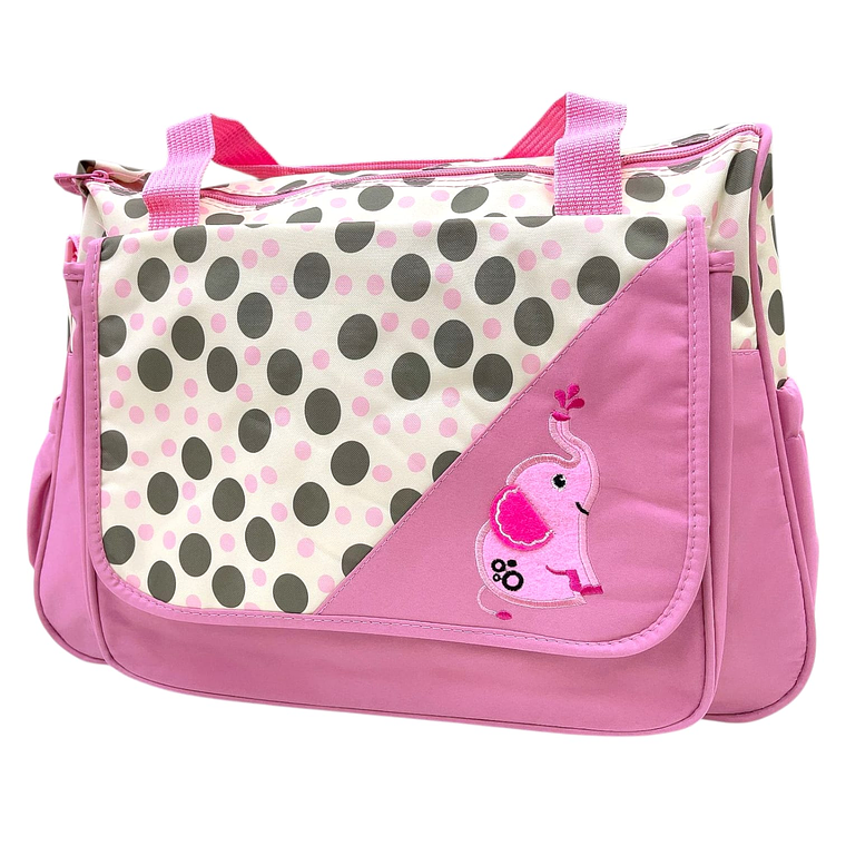 Bolso Maternal Con Cambiador Elefante Rosado 1