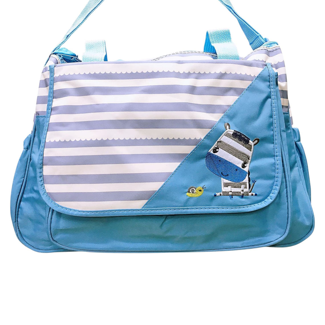 Bolso Maternal Con Cambiador Celeste Cebra 1