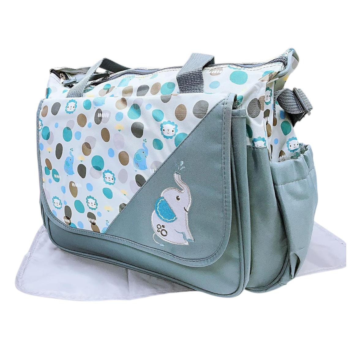 Bolso Maternal Con Cambiador Gris Elefante 1