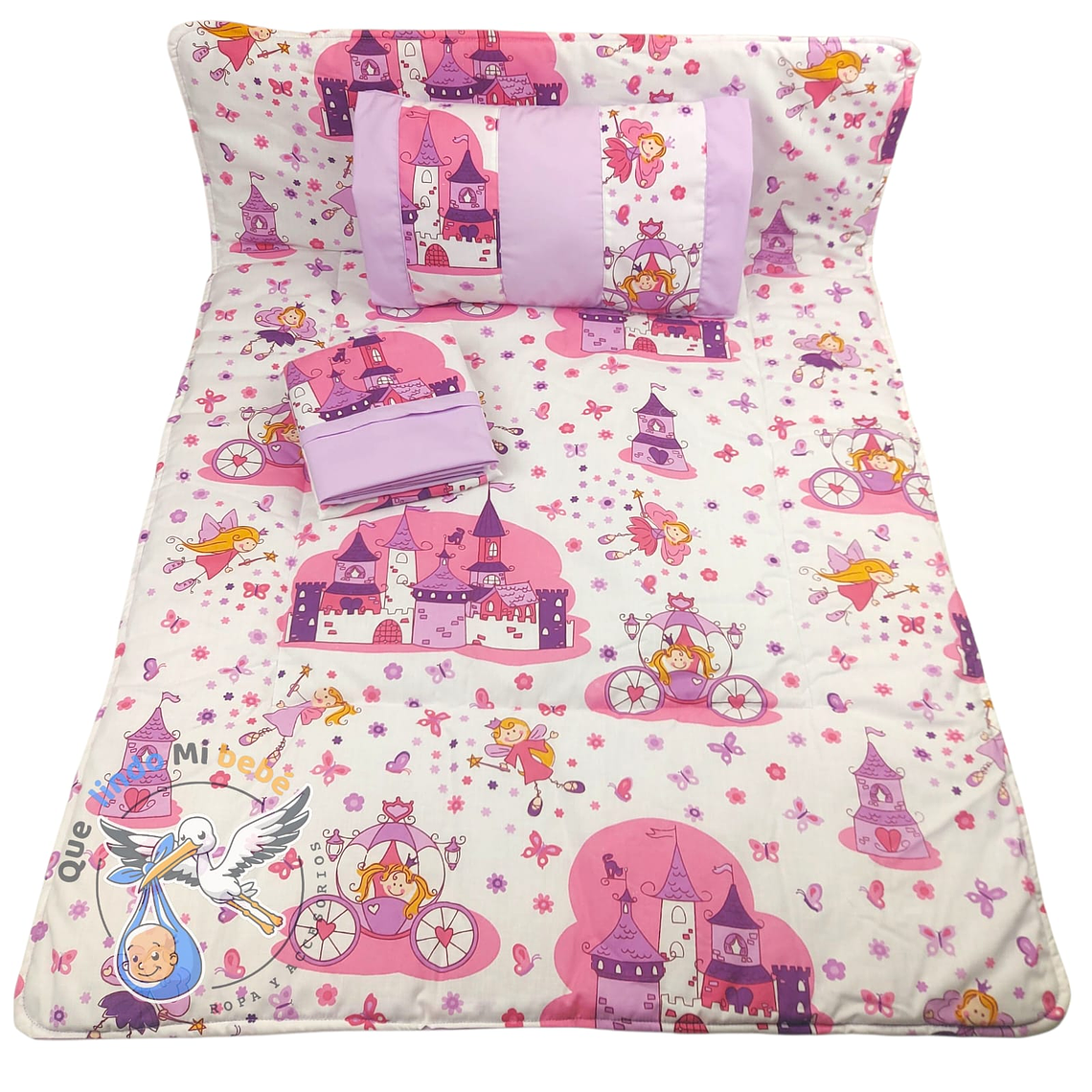 Set Para Cuna Colecho Blanco/Lila Castillo 1