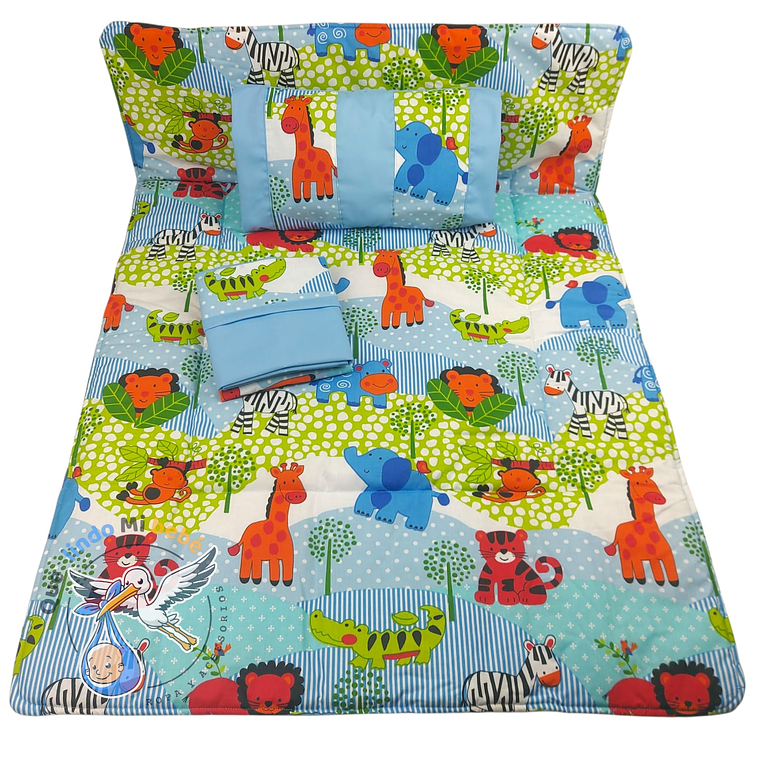 Set Para Cuna Colecho Celeste Animalitos 1