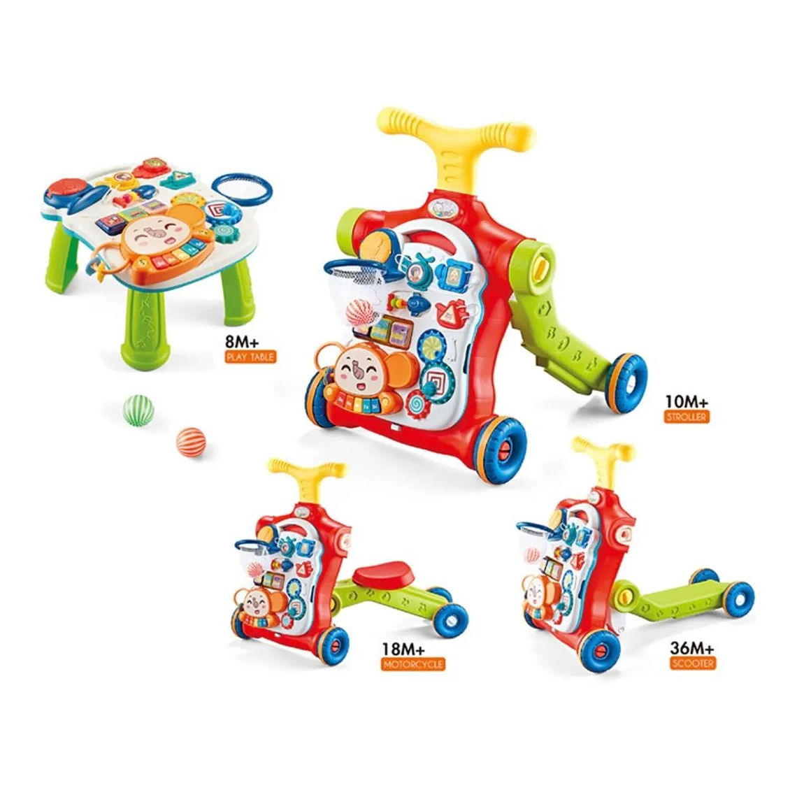 Caminador Andador Scooter Bebé Musical Multifuncional 5 En 1 Roja 2