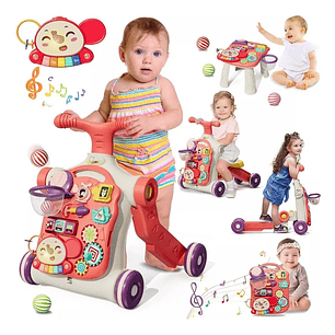 Caminador Andador Scooter Bebé Musical Multifuncional 5 En 1 Rosada