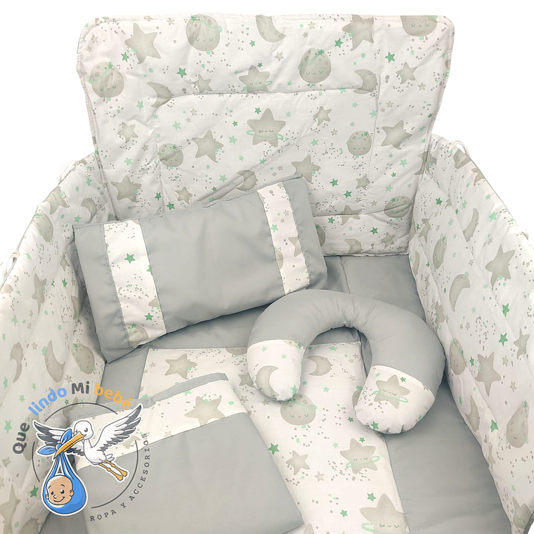 Set Para Cuna Estandar Gris Universo 1