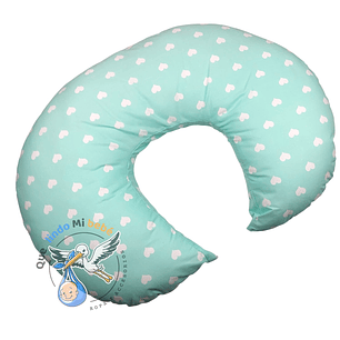 Cojín de Lactancia Verde Agua Corazones