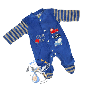 Enterito Plush 3/6 Meses Transportes Azul