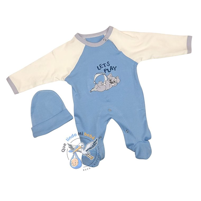 Osito Algodón Prematuro Perrito Celeste/Blanco 1