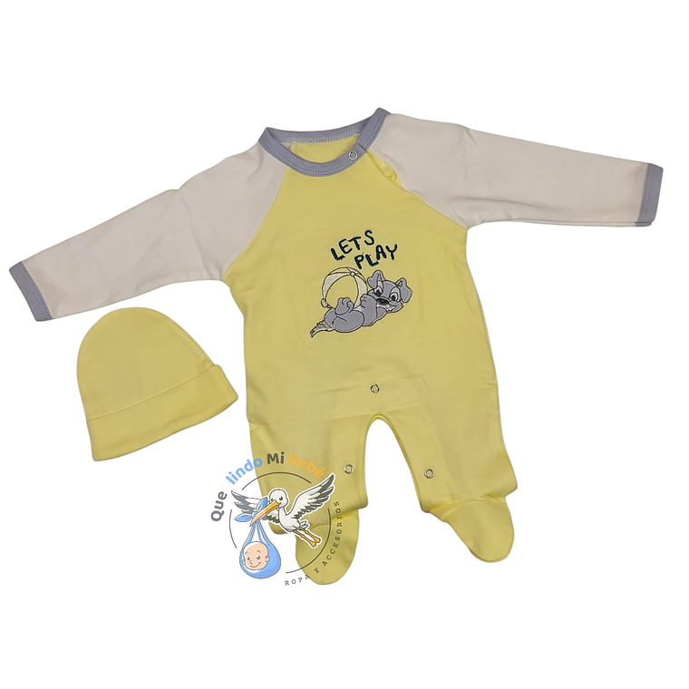 Osito Algodón Prematuro Perrito Amarillo/Blanco 1