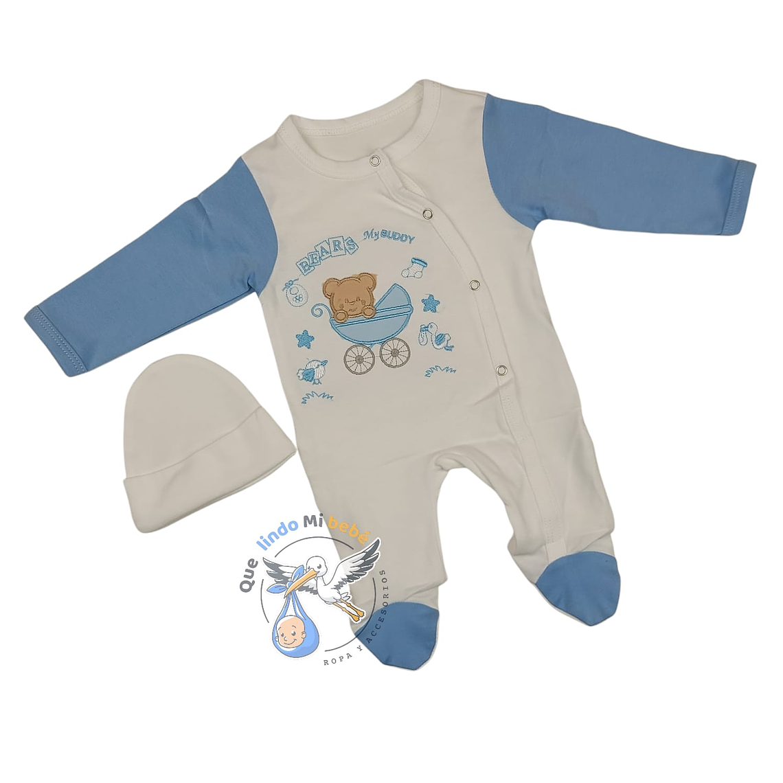 Osito Algodón Prematuro Osito Blanco/Celeste 1