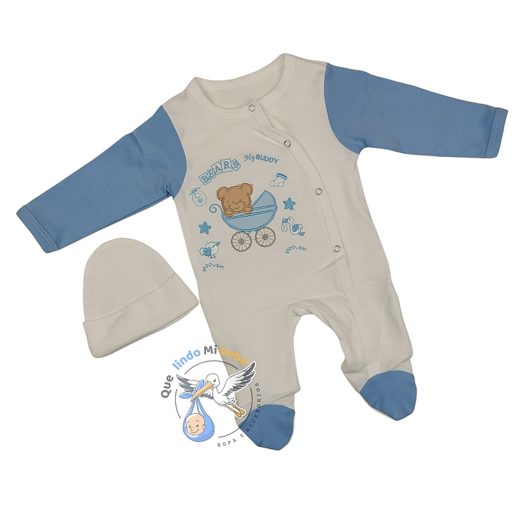 Osito Algodón Prematuro Osito Blanco/Celeste 1