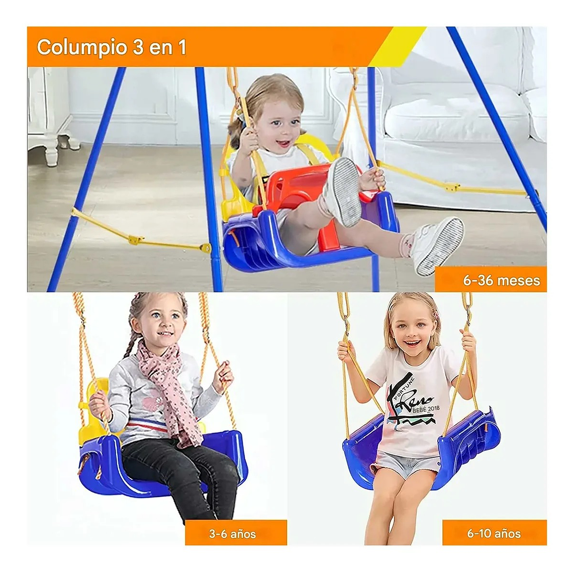 Columpio Silla 3 En 1 Ajustable Portátil 4